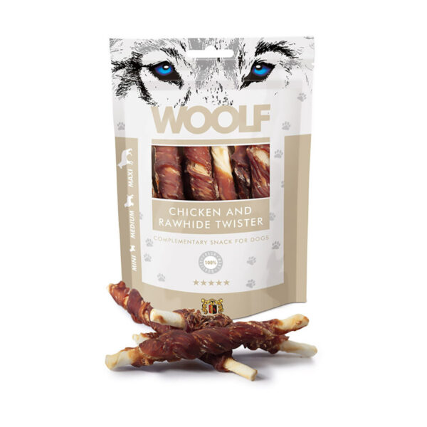 Woolf Chicken & Rawhide Twister 100g